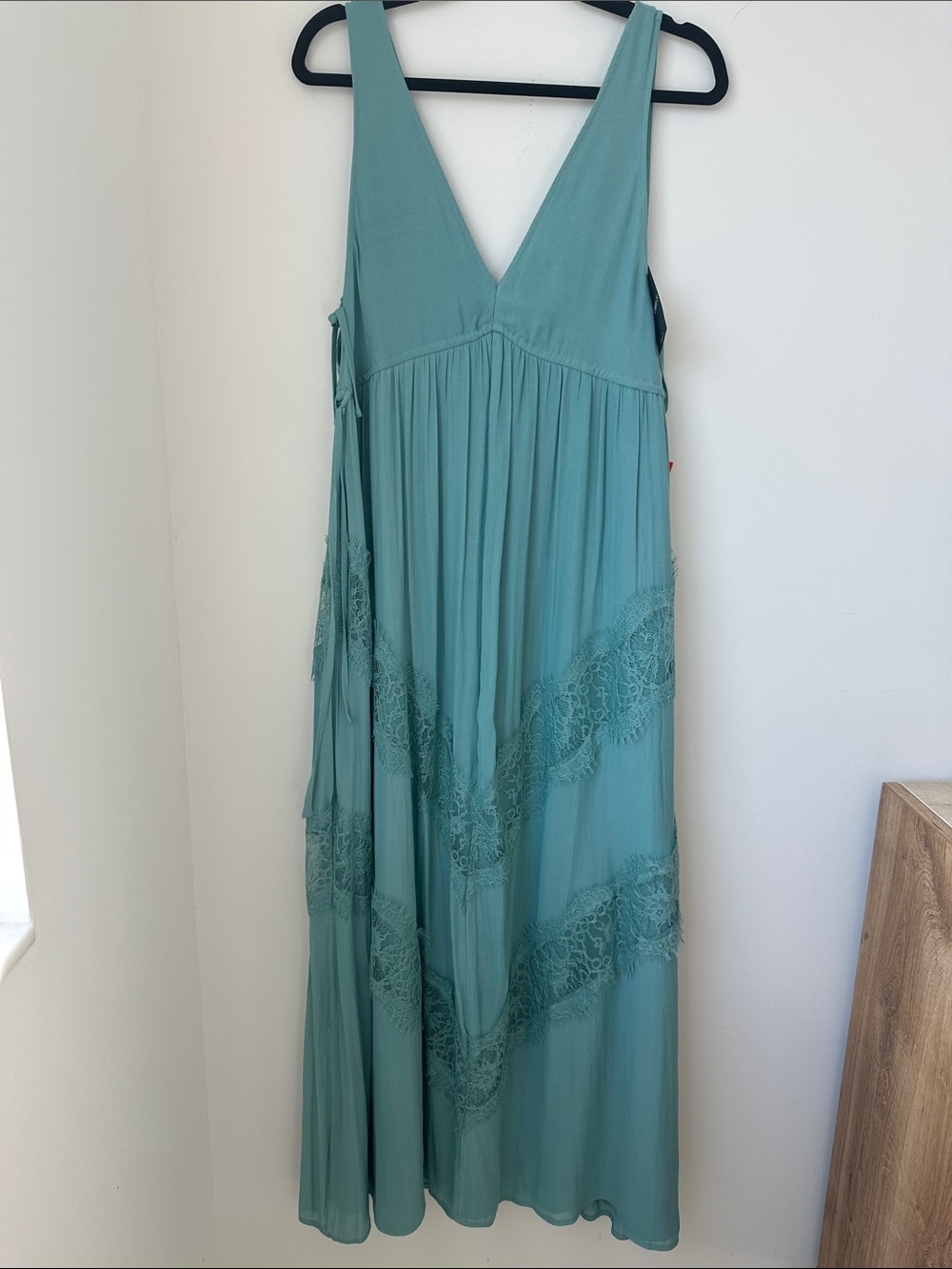 Forever 21 Teal Lace-Trim Maxi Dress in Seafoam NWT